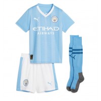 Manchester City Erling Haaland #9 Heimtrikotsatz Kinder 2023-24 Kurzarm (+ Kurze Hosen)